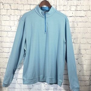 Southern Tide Men's Blue striped 1/4 Zip pullover. Size Large